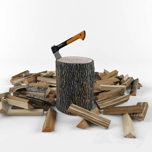 FISKARS X7 Axe and firewood Other 3D Models