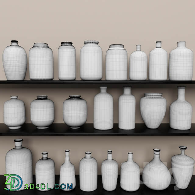 Collection vases and bottles. 23 pieces