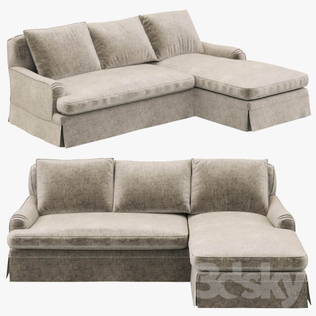 Restoration Hardware Belgian Classic Roll Arm Slipcovered Right Arm Chaise Sectional