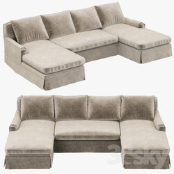 Restoration Hardware Belgian Classic Roll Arm Slipcovered U Chaise sectional 