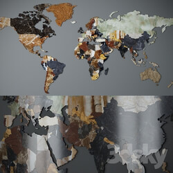 Other decorative objects World map. CNC cutting of marble. 