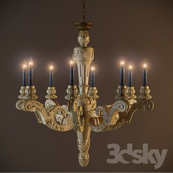 19th C. French Baroque Wood Chandelier Large 