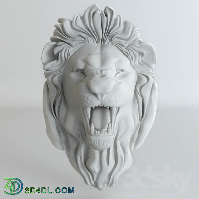 Plaster head of a lion