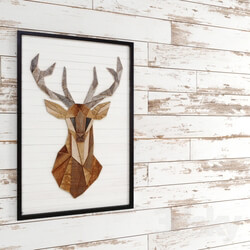 White boards painting deer eco design whitewashed wall decor Other decorative objects 3D Models 