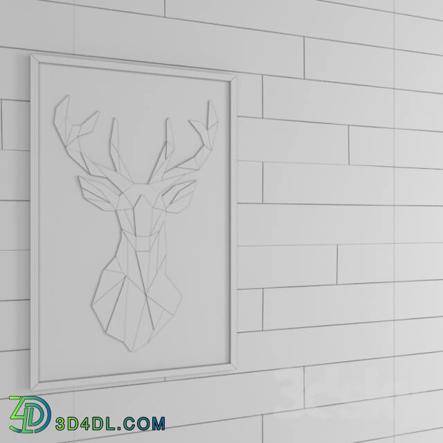 White boards painting deer eco design whitewashed wall decor Other decorative objects 3D Models