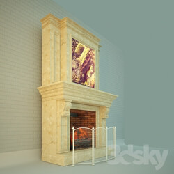 Fireplace with inset backlit onyx quot Viola quot  