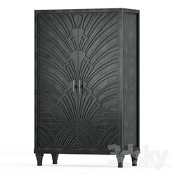 Wardrobe Display cabinets Miranda Hollywood Regency Art Deco Carved Wood Gunmetal Cabinet 