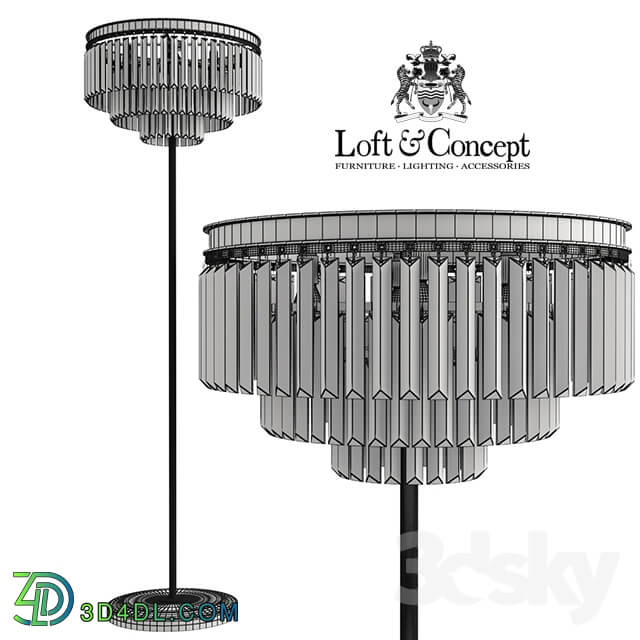 RH 1920S ODEON SMOKE GLASS FRINGE FLOR LAMPS