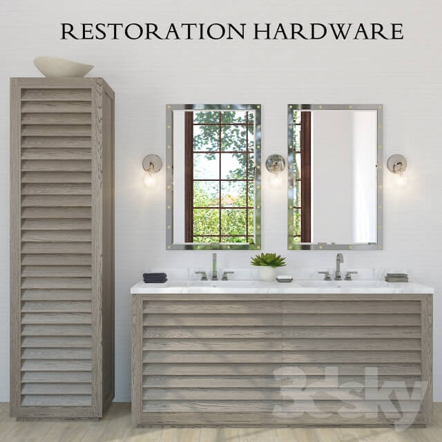 Restoration Hardware Grand Shutter vanity sink 2x 