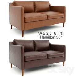 West Elm Hamilton Leather Sofa 56 