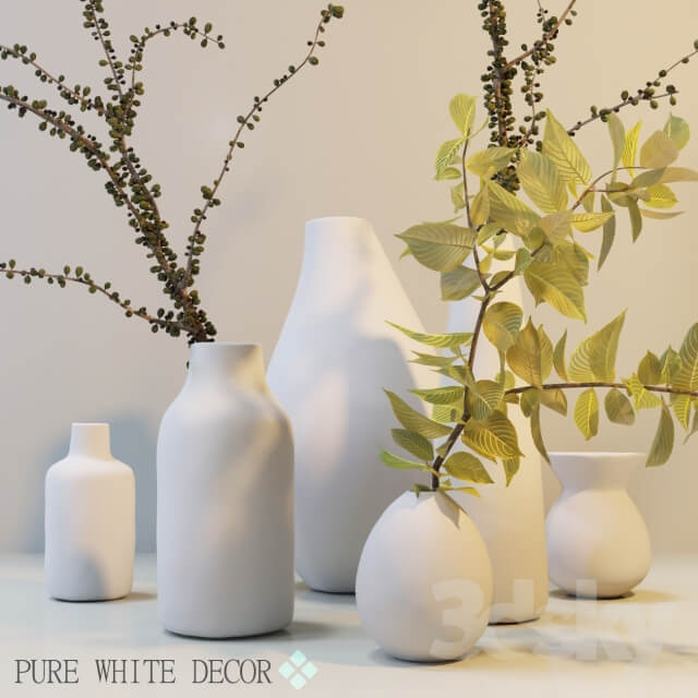 Plant Pure White Ceramic Vases