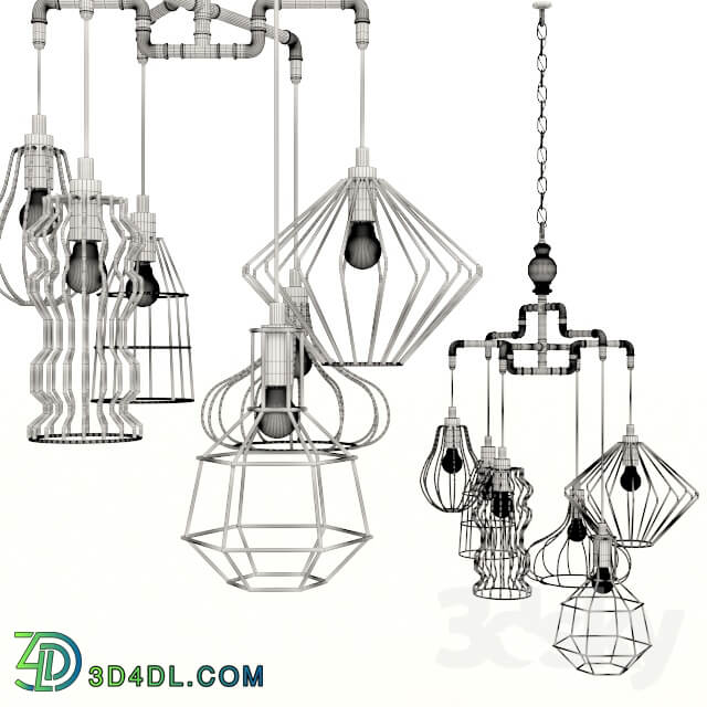 Kare Pendant Lamp Pipeline Wire 6lite