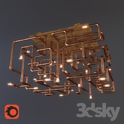 Chandelier made of copper pipes 