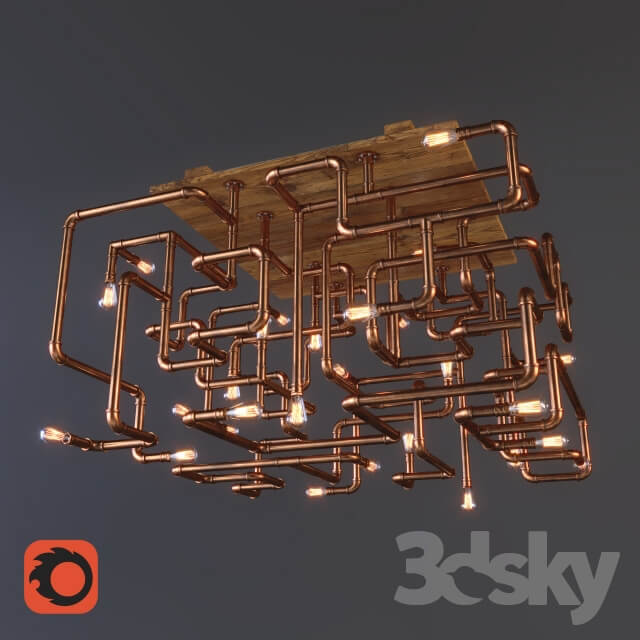 Chandelier made of copper pipes