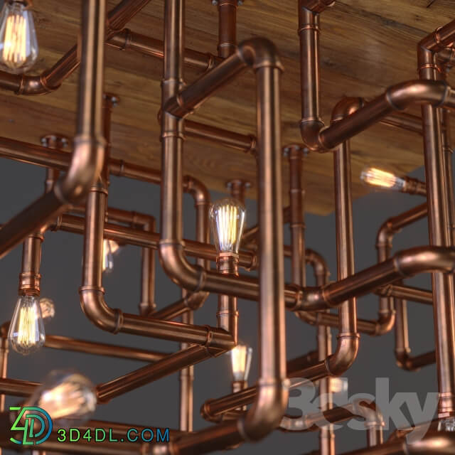 Chandelier made of copper pipes