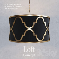 Loft concept BLACK SHADE GOLD QUATREFOIL OVERLAY DRUM PENDANT Pendant light 3D Models 