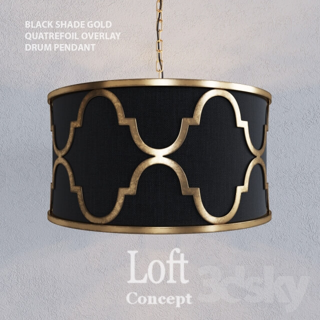 Loft concept BLACK SHADE GOLD QUATREFOIL OVERLAY DRUM PENDANT Pendant light 3D Models