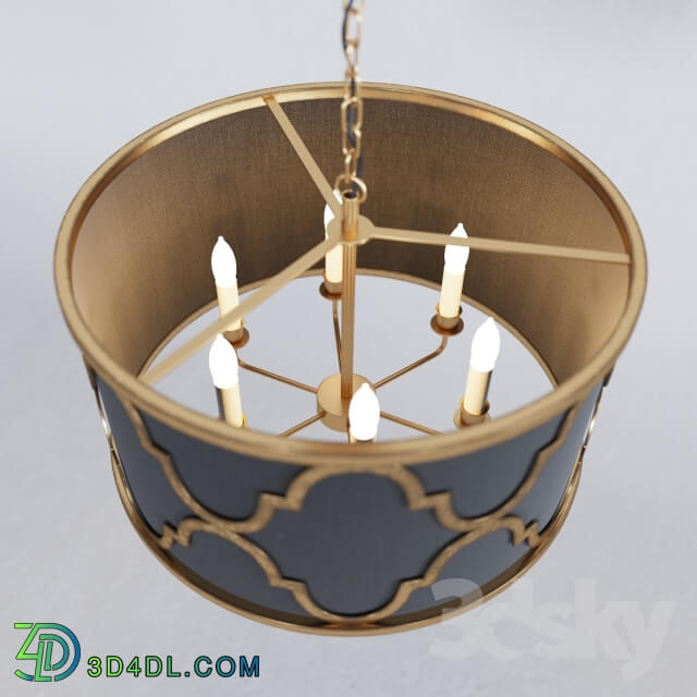 Loft concept BLACK SHADE GOLD QUATREFOIL OVERLAY DRUM PENDANT Pendant light 3D Models