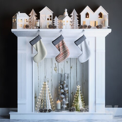 Artificial fireplace with candles and Christmas decoration 2 