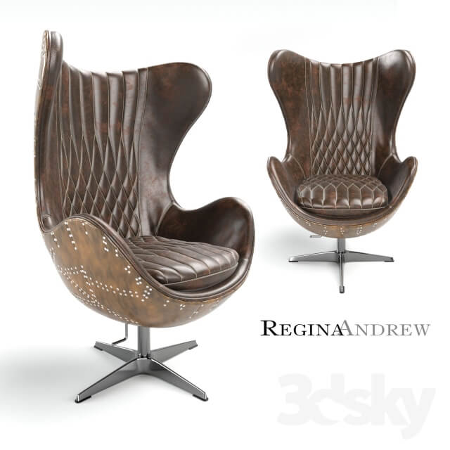 Regina Andrew Home Java Leather and Brass Egg Chair