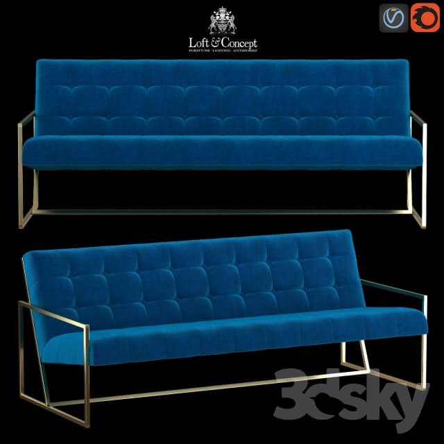 Navy Velvet Apartment Sofa