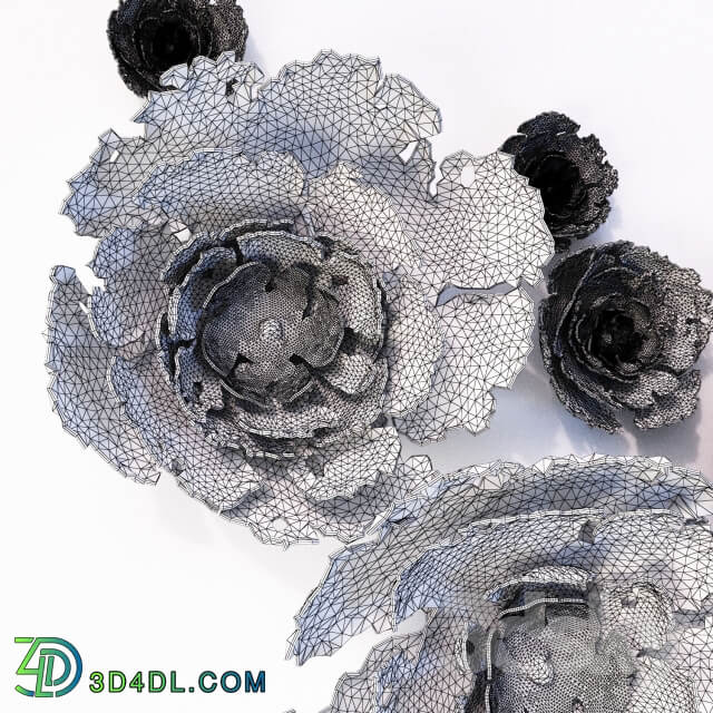 Other decorative objects Wall decoration ceramic peony flowers