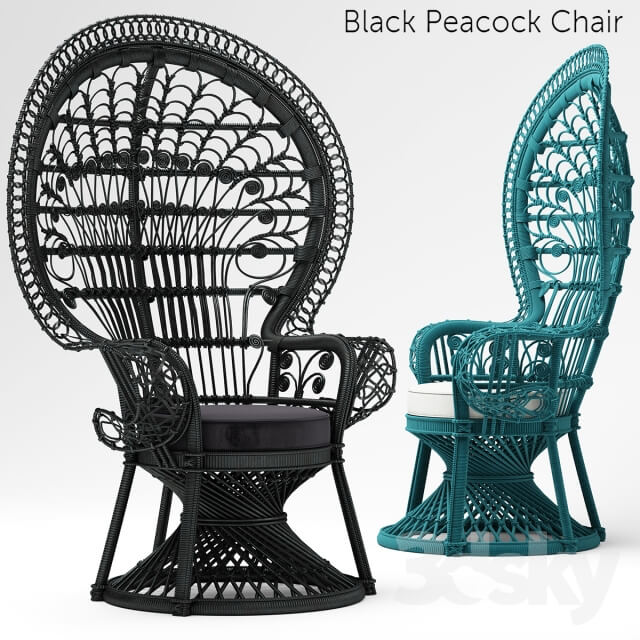 Armchair Black Peacock Chair New In