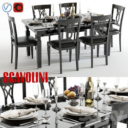 Table Chair Scavolini Baccarat table and chairs Black 
