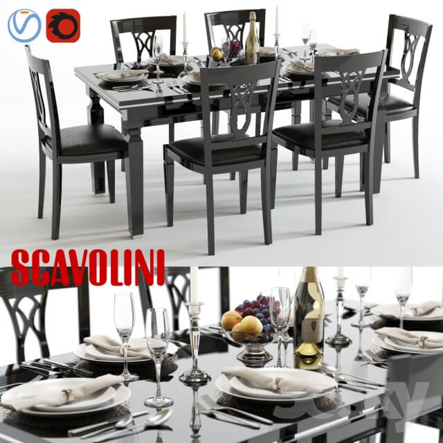 Table Chair Scavolini Baccarat table and chairs Black