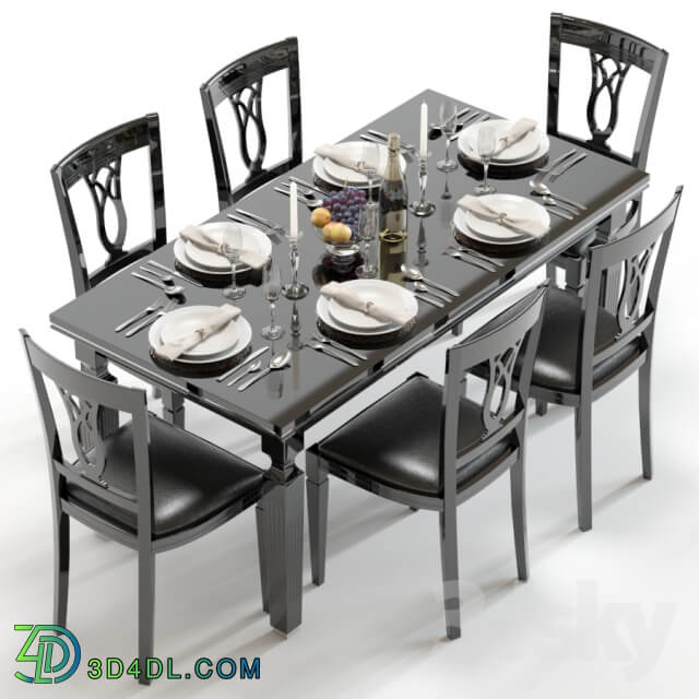 Table Chair Scavolini Baccarat table and chairs Black
