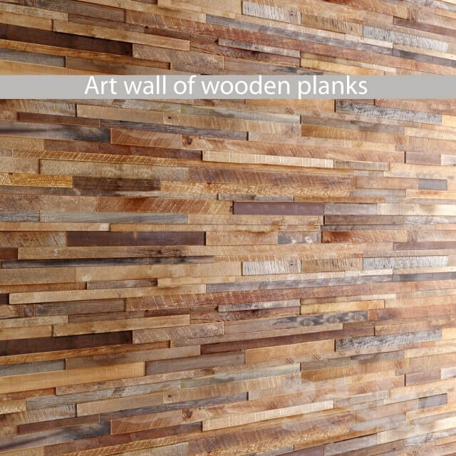 wood wall art wall decor wood panel slats boards wood mosaic 3D Models