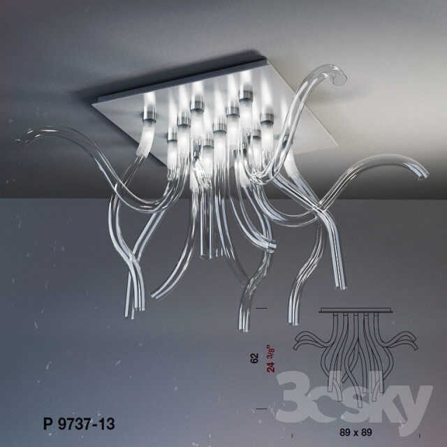 Set of 2 lamps PANZERI WAVE Ceiling lamp 3D Models