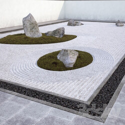 Japanese Zen Rock Garden Environment elements 3D Models 