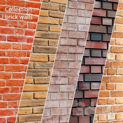 Collection of brick walls 5 pcs. Masonry brick loft aged set collection decorative panel wall Stone 3D Models 