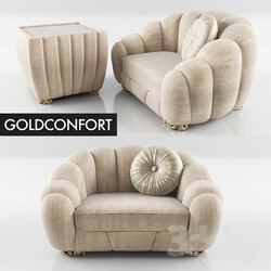 GOLDCONFORT Pearl armchair and coffee table 