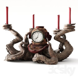 Clock and candlestick Octopus Watches Clocks 3D Models 