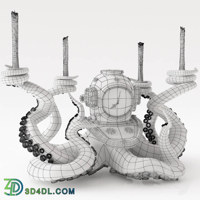 Clock and candlestick Octopus Watches Clocks 3D Models