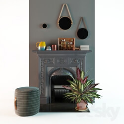 Decorative set with fireplace 