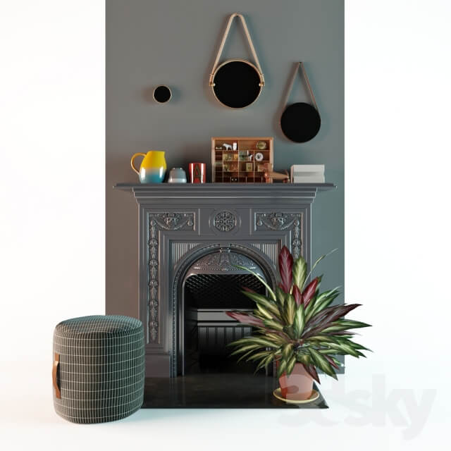 Decorative set with fireplace