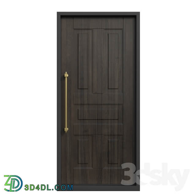 Front door with a hammer and a decorative handle