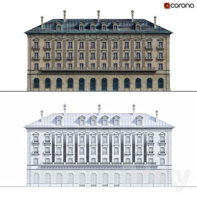 Front of the house in the style of classicism