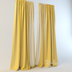 yellow curtains with tulle 