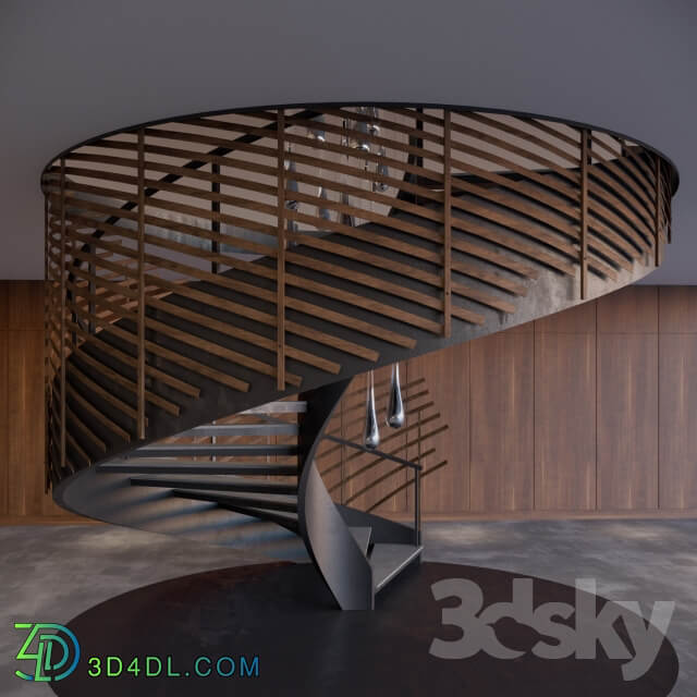 Spiral staircase with installation