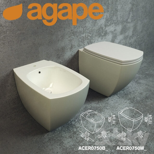 AGAPE 750 WC Bidet floor standing Sanitary ware Benedini Associati 2005