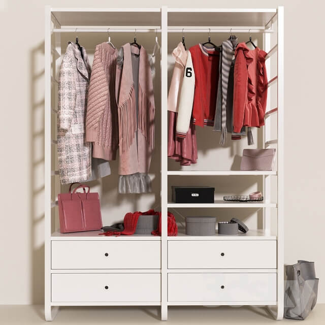 Open wardrobe IKEA elvarli c clothing Clothes 3D Models