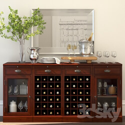 Sideboard Chest of drawer MODULAR BAR BUFFET WITH 2 WINE GRID BASES amp 2 GLASS DOOR CABINETS Decor set 