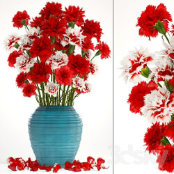 Bouquet of flowers 13. Carnation vase red flowers decor 3D Models 