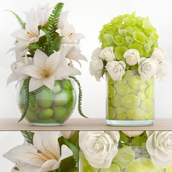 Bouquet of flowers 66. White flowers lilies hydrangea vase with lemon 3D Models 