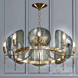 Concave Smoked Lucite Disc Chandelier 