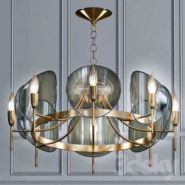 Concave Smoked Lucite Disc Chandelier